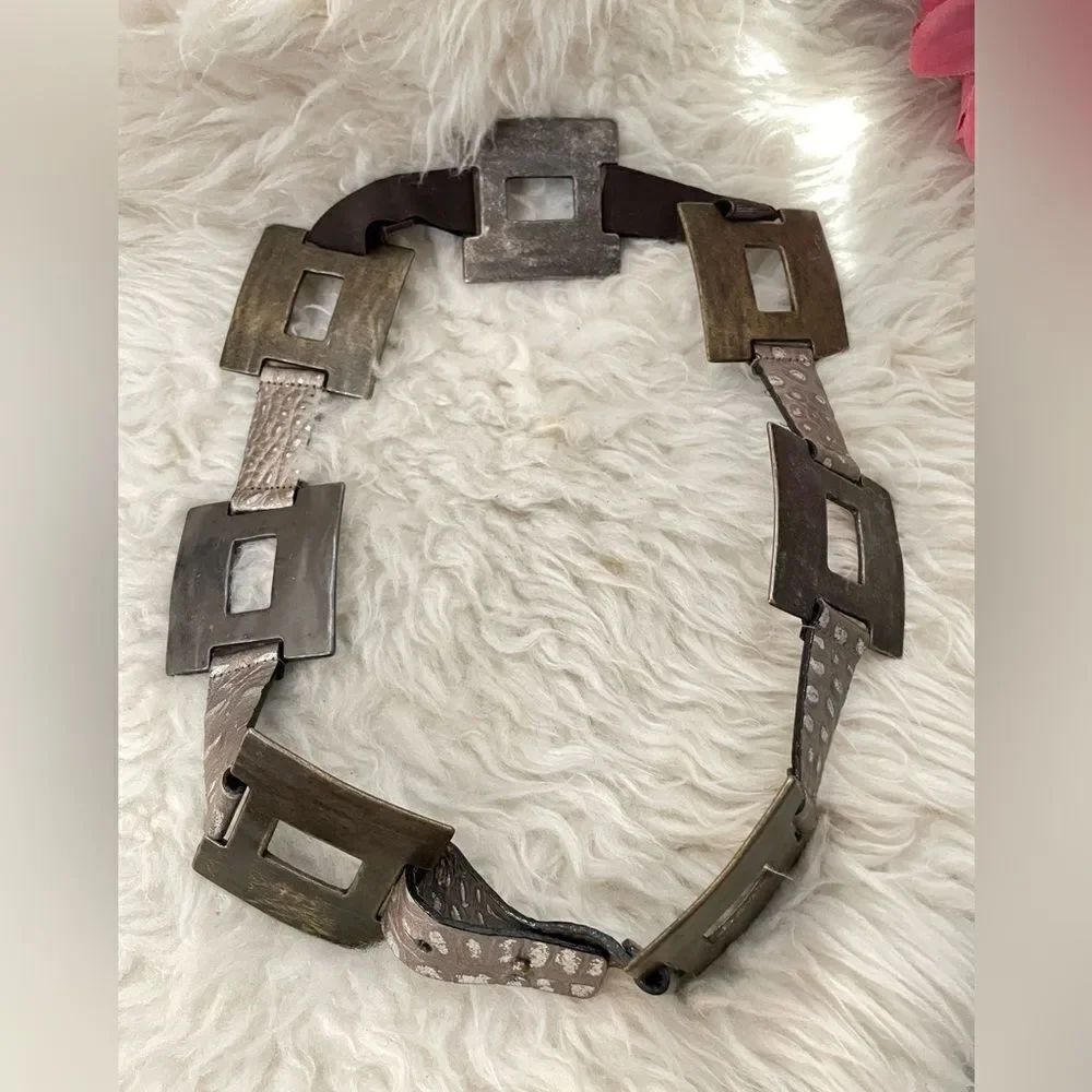 Vintage Belt Metal Squares Stretch Small